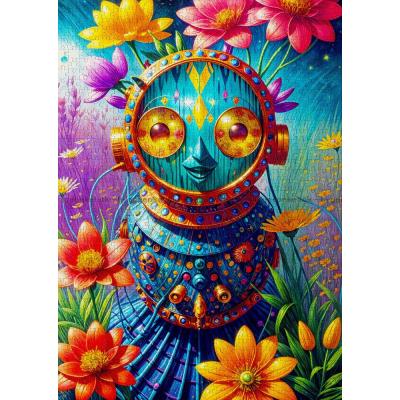Bild av Mekanisk robot bland blommor, 1000 bitar