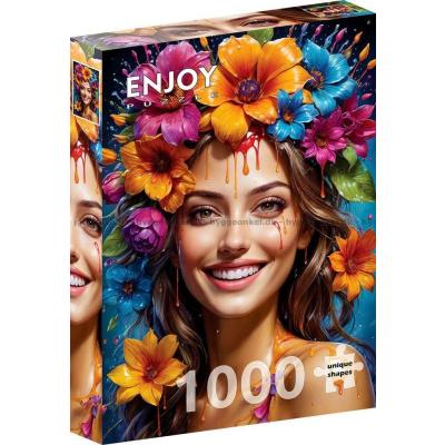 Bild av Kvinnan med blomsterkrans i håret, 1000 bitar