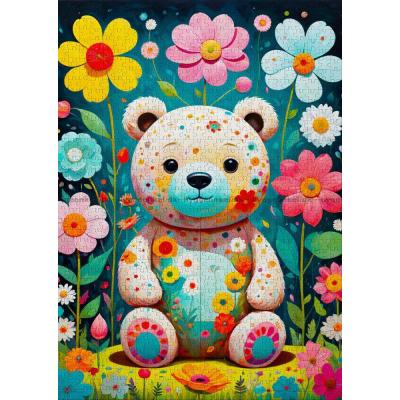Bild av Nallen bland blommor, 1000 bitar