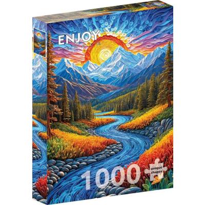 Bild av Soluppgång över bergen, 1000 bitar