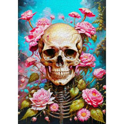 Bild av Kraniuim bland blommor, 1000 bitar