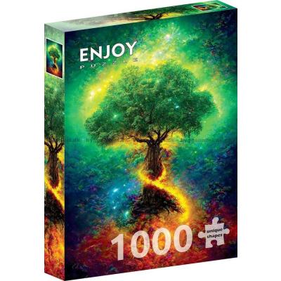 Bild av Det gröna trädet badat i universums ljus, 1000 bitar