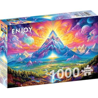 Bild av Solnedgång bakom bergstoppen, 1000 bitar