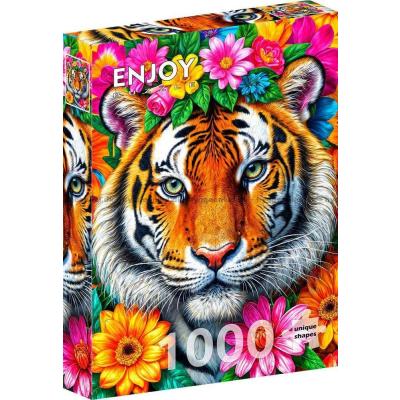 Bild av Blomsterkrans runt tigern, 1000 bitar