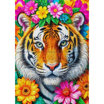 Bild av Blomsterkrans runt tigern, 1000 bitar