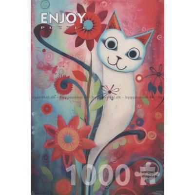 Bild av Den vita katten tittar fram, 1000 bitar