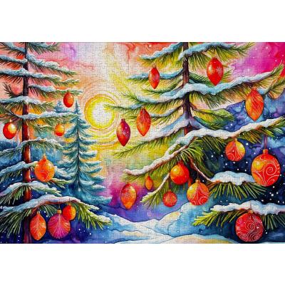 Bild av Julmorgon i skogen, 1000 bitar