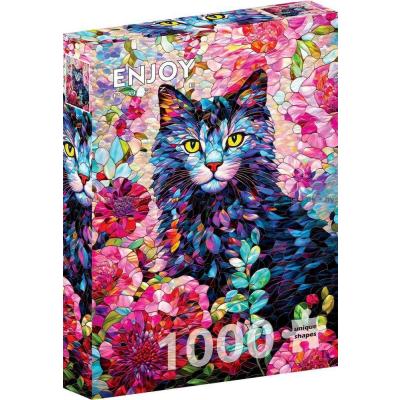 Bild av Katten bland blommor, 1000 bitar