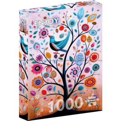 Bild av Fågeln bland blommande grenar, 1000 bitar