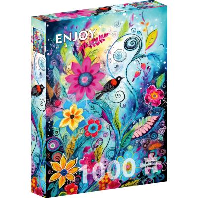 Bild av Fågelsång bland blommor, 1000 bitar