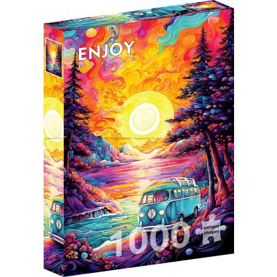 Bild av Solnedgång vid sjön, 1000 bitar