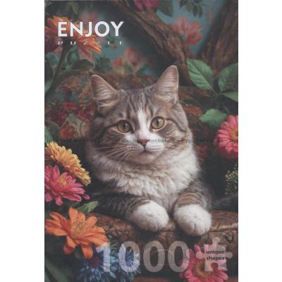 Katten bland blommor, 1000 bitar