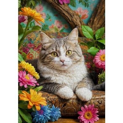 Bild av Katten i blomsterträdgården, 1000 bitar