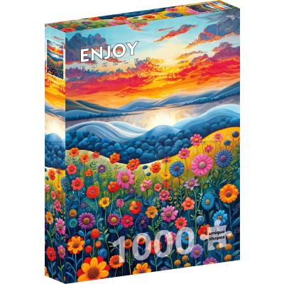 Blomsteräng i morgonsol, 1000 bitar