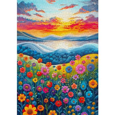 Bild av Blomsteräng i morgonsol, 1000 bitar