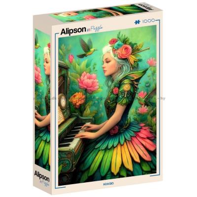 Bild av Blomstflickan vid pianot, 1000 bitar
