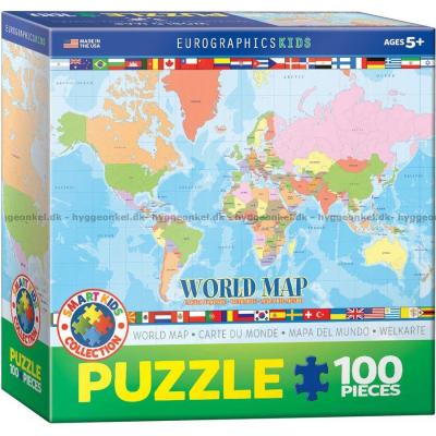 Världskarta, 100 bitar