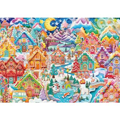 Bild av Pepparkakshus i vinterstaden, 1000 bitar