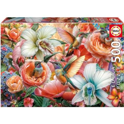Bild av Kolibrier bland blommor, 500 bitar