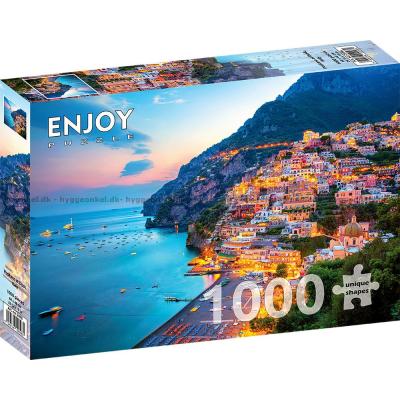 Bild av Positano i kvällsljuset, 1000 bitar