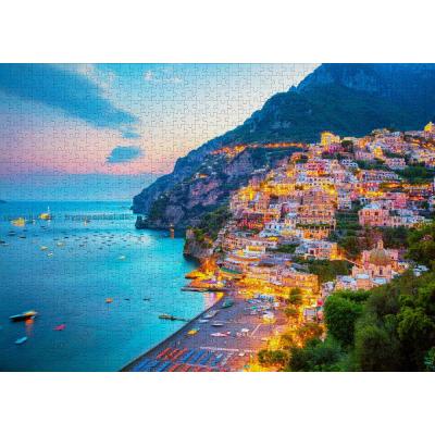 Bild av Positano i kvällsljuset, 1000 bitar