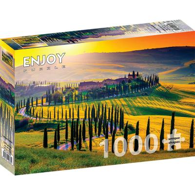 Bild av Solnedgång över Toscana, 1000 bitar