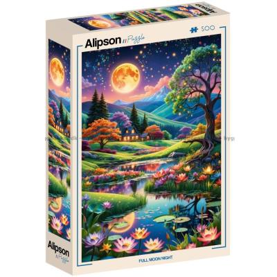 Bild av Fullmåne över stilla vatten, 500 bitar