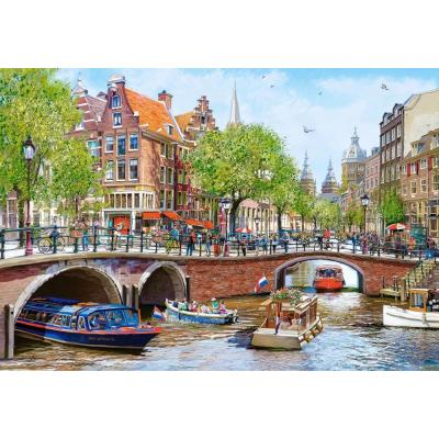 Bild av Macneil: Kanalliv i Amsterdam, 1000 bitar