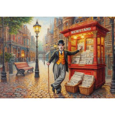 Bild av Chaplin på den morgonstilla gatan, 1000 bitar