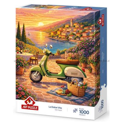 Bild av Vespa i solnedgången, 1000 bitar