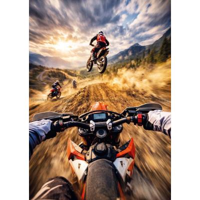 Bild av Motocross i full fart på banan, 1000 bitar