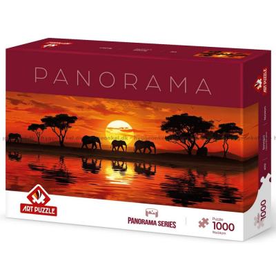 Bild av Solnedgång över Serengeti - Panorama, 1000 bitar