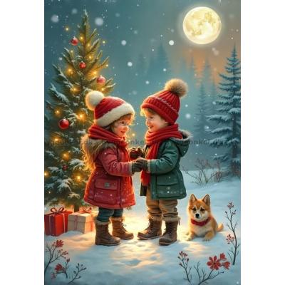 Bild av Julglädje i vinternatten, 1000 bitar