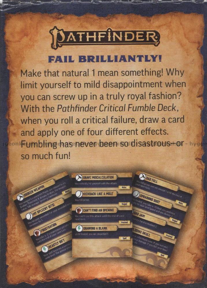 Köp Pathfinder Critical Fumble Deck 2nd edition!