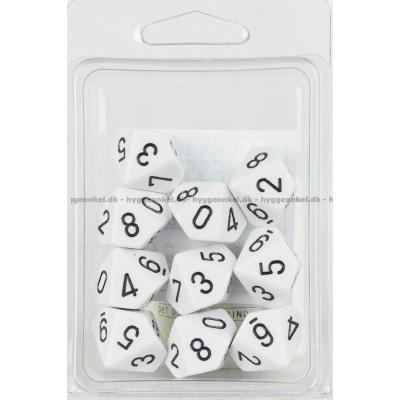 Tärningar: Tio 10-sidiga (Vit)
